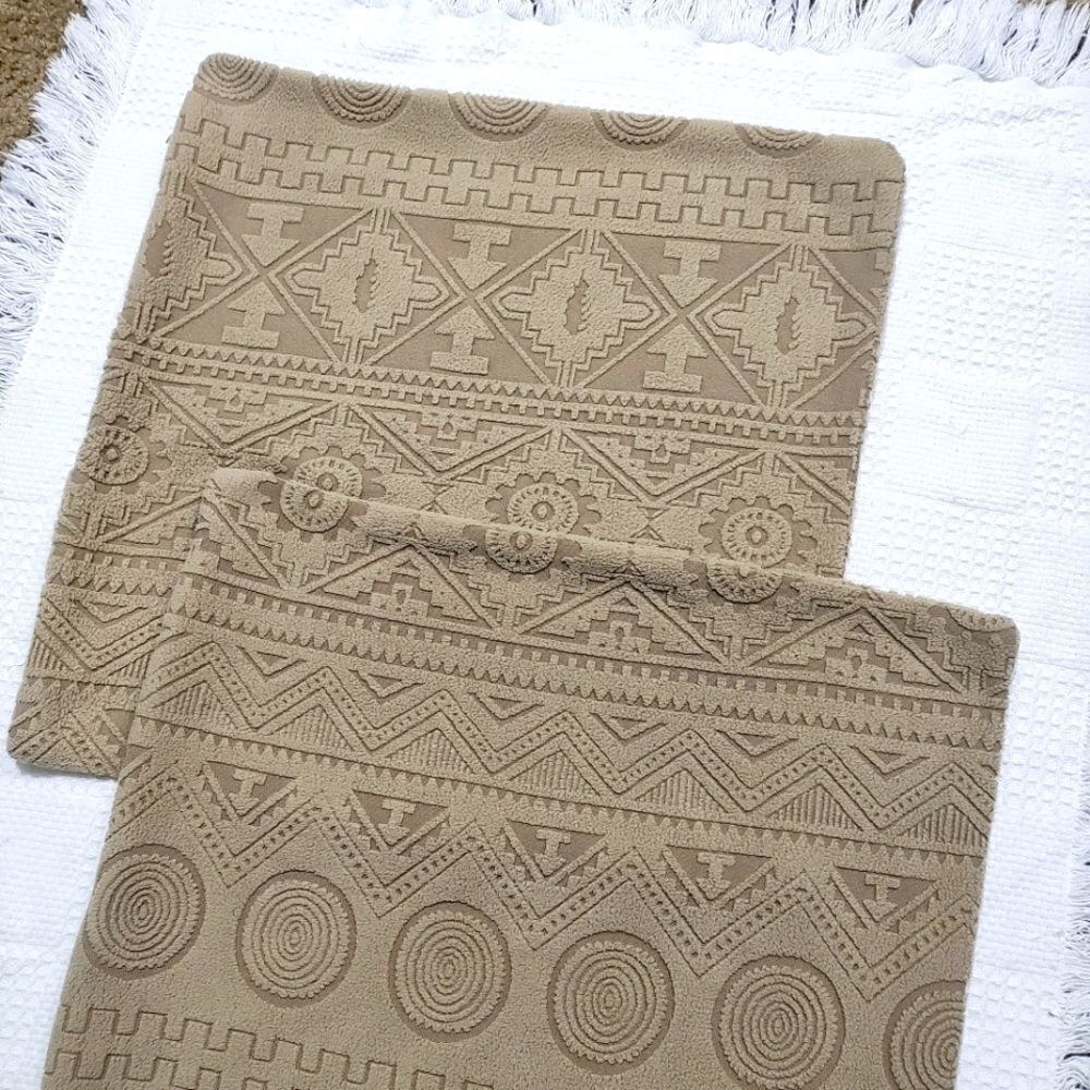 Decorative Textured Tan Throw Pillow Case Set #3